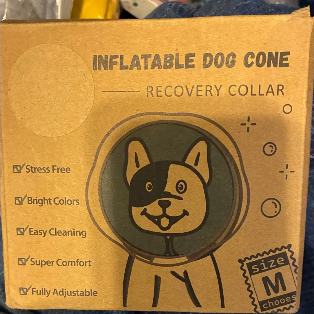Dog Recovery Inflatable Collar with Donut Design-Medium